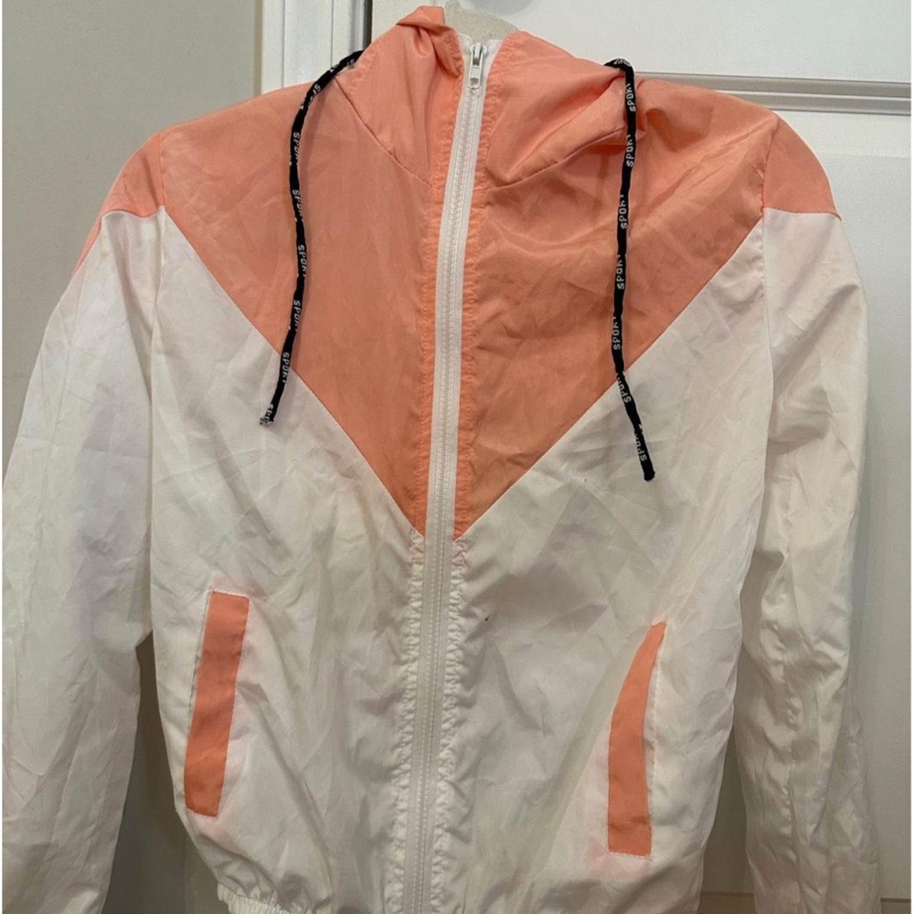 Peach and White Windbreaker Jacket